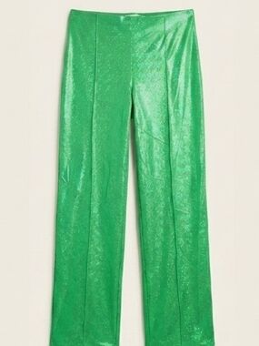 Neon Green Metallic Disco Pants | Rebel La Belle | 33" Inseam